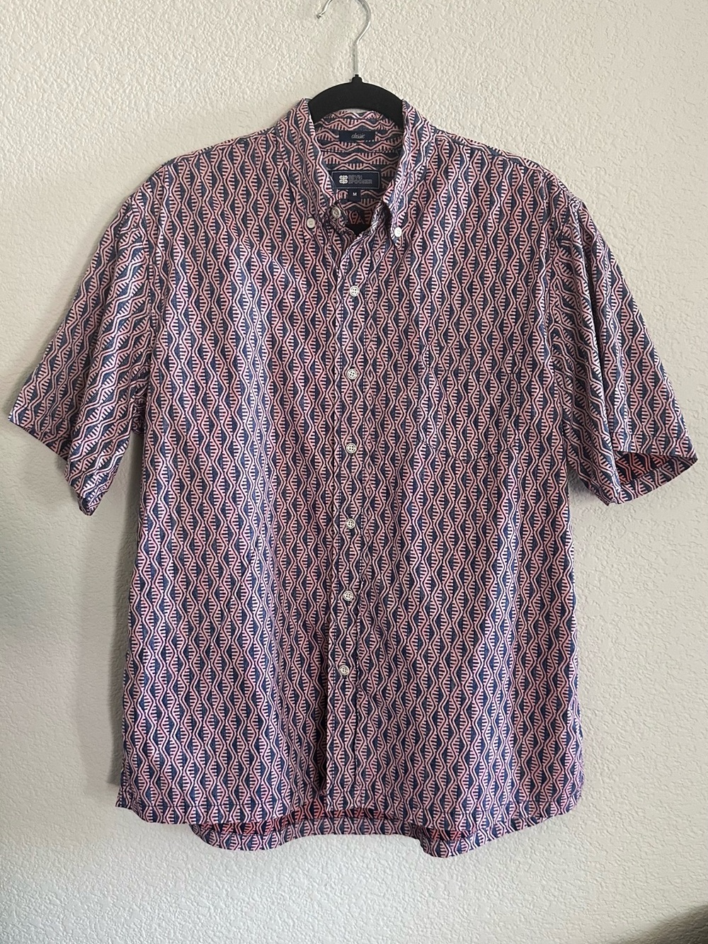 Reyn Spooner Short-Sleeve Patterned Button-Down Shirt - Pink & Blue